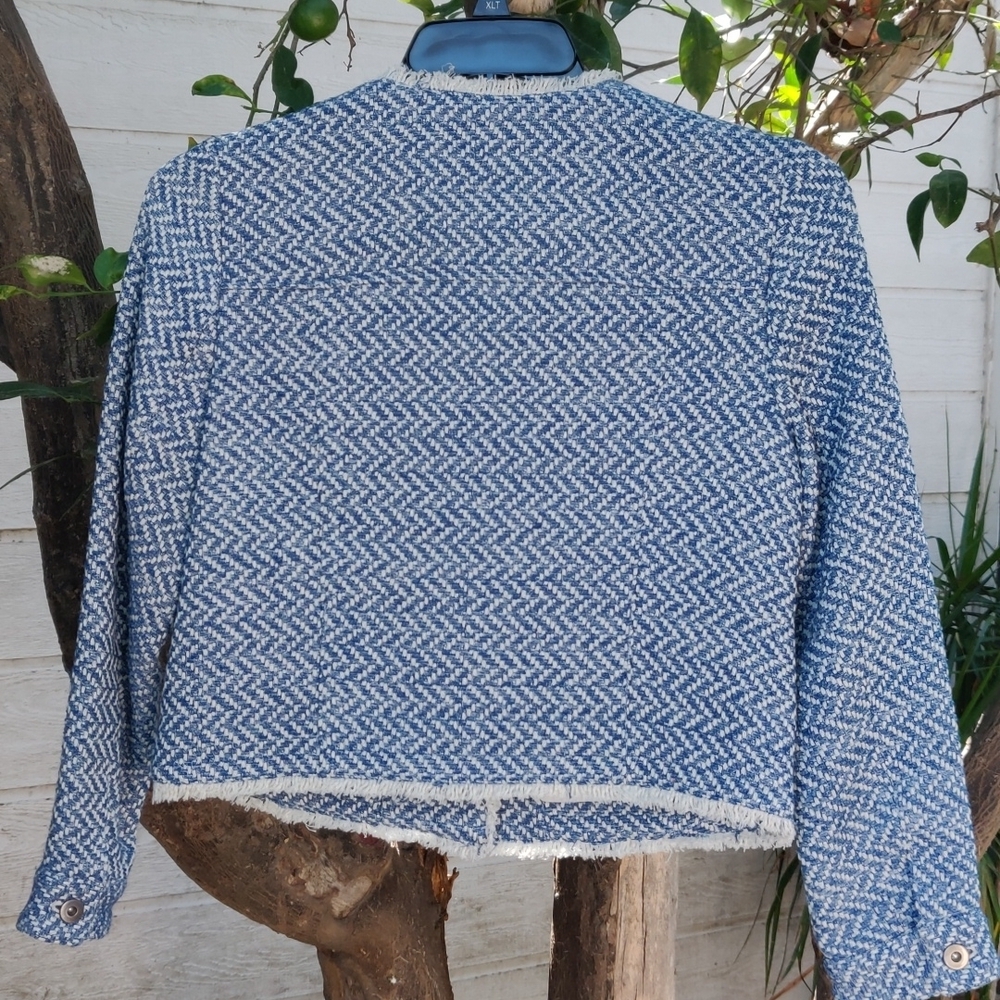 Banana republic cropped jacket size S color blue white New - Picture 7 of 12